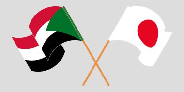 Sudan ve Japonya 'nın çapraz ve dalgalı bayrakları