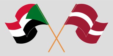 Sudan ve Letonya 'nın çapraz ve dalgalı bayrakları