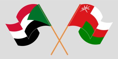 Sudan ve Umman 'ın çapraz ve dalgalı bayrakları