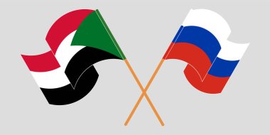 Sudan ve Rusya 'nın çapraz ve dalgalı bayrakları