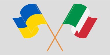 Ukrayna ve İtalya 'nın çapraz ve dalgalı bayrakları