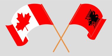 Arnavutluk ve Kanada 'nın çapraz ve dalgalı bayrakları