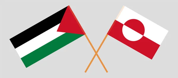 Crossed flags of Palestine and Greenland — Stock Vector