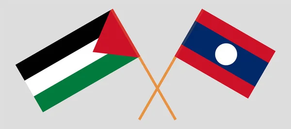 Crossed flags of Palestine and Laos — Stock Vector