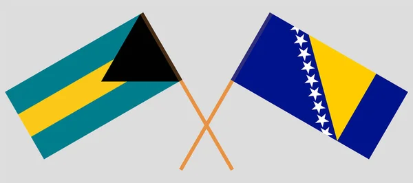 Bandiere incrociate della Bosnia-Erzegovina e delle Bahamas — Vettoriale Stock