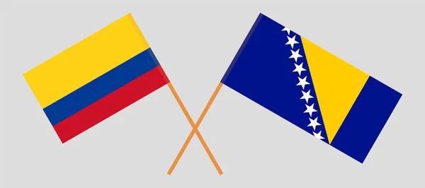 Σταυρωτές σημαίες της Κολομβίας και της Βοσνίας-Ερζεγοβίνης — Διανυσματικό Αρχείο