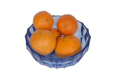 Mandalina bir mavi cam kase