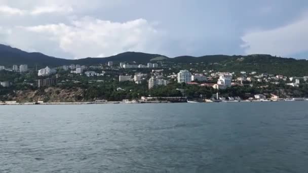 Utsikt Över Jalta Stad Och Svarta Havets Kust Krim — Stockvideo