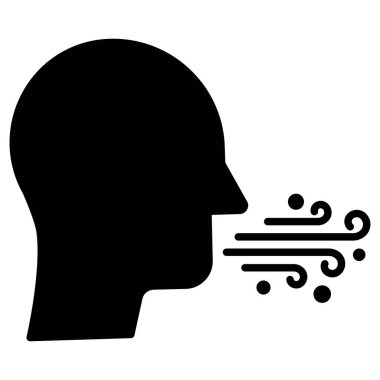 Basit vektör simgesi, öksürüğün resmedilmesi