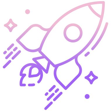 Roket web simgesi, vektör çizim 