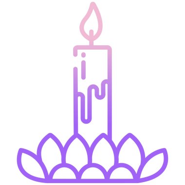 Loy Krathong Festivali 'nin vektör illüstrasyonu, çiçekli mum 