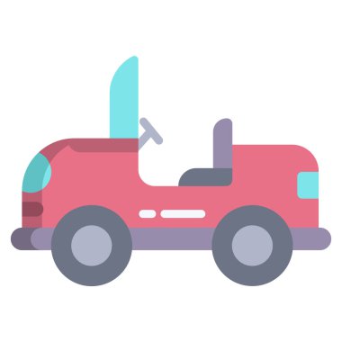 beyaz arkaplanda oyuncak araba basit vektör simgesi