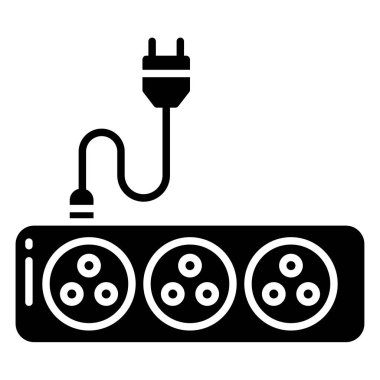 Beyaz arkaplanda basit vektör elektrik soket simgesi