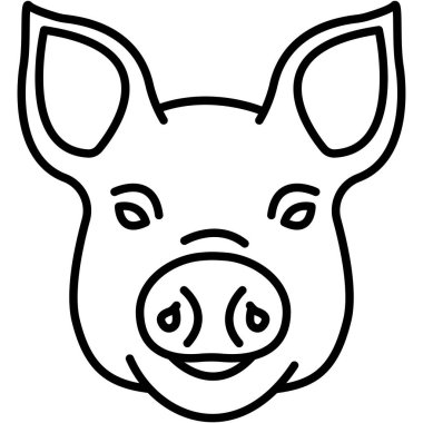 Beyaz arkaplanda domuz hayvanının vektör simgesi