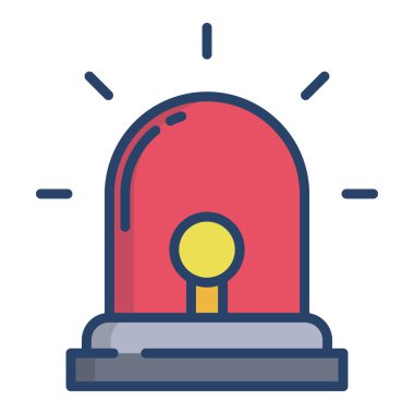 Alarm simgesi vektörü. Alarm sireni işareti. izole edilmiş sınır sembolü çizimi