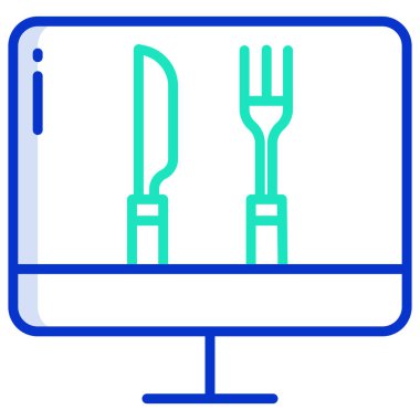 Basit vektör simgesi, bıçak ve çatal çizimi 