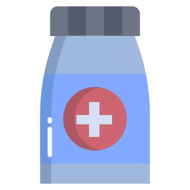 Basit vektör simgesi, hap şişesinin çizimi