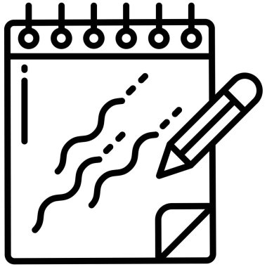 Beyaz arkaplanda basit vektör çizim defteri simgesi