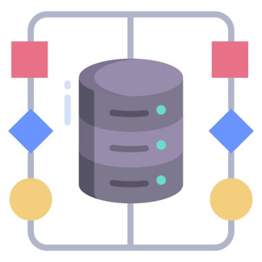 Web sunucusu için bulut veritabanı düz simgesi  