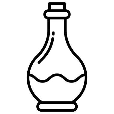 Kimya şişesi simgesi. Bilim teknoloji. Kimya, laboratuvar, bilim, biyoteknoloji kavramları için düz tasarım.