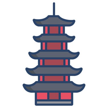 Çin tapınağı ikonu vektör illüstrasyonu