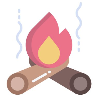 kamp, kamp, gaz, kamp ateşi, şenlik ateşi, ateş, alev, düz renk ikonu. vektör izole