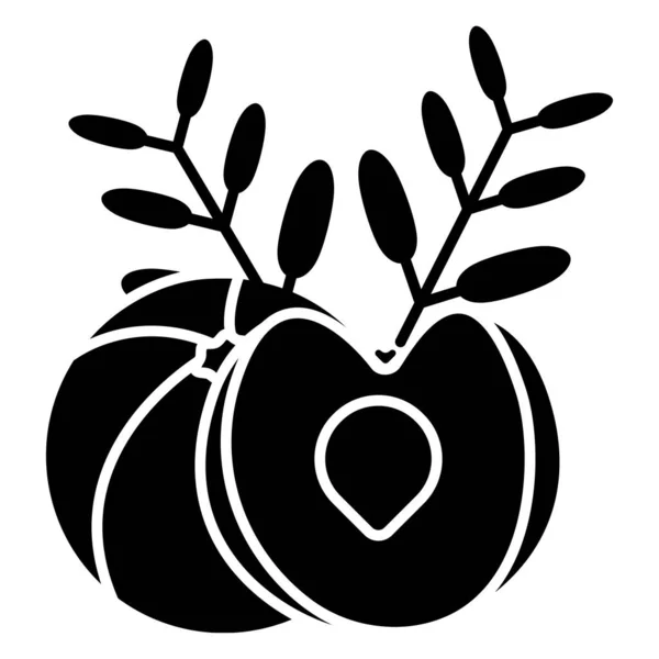 Kalp Şeklindeki Bir Meyvenin Siyah Beyaz Vektör Çizimi — Stok Vektör