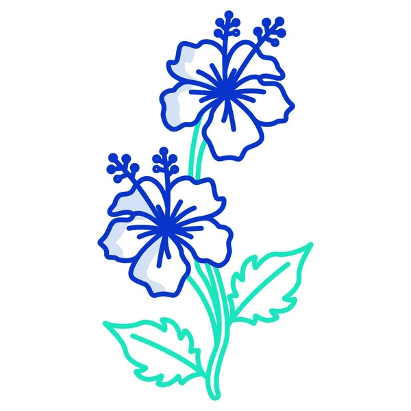 Голубой Цветок Листьями Цветами Изолированы Белом Фоне Векторная Иллюстрация — стоковый вектор