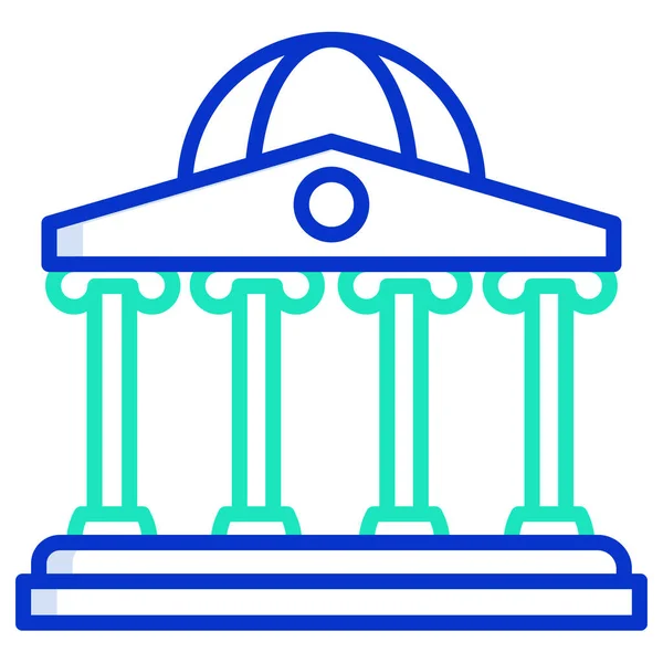 Bankgebäude Vektor Symbol Stil Ist Zweifarbig Flaches Symbol Blaue Und — Stockvektor