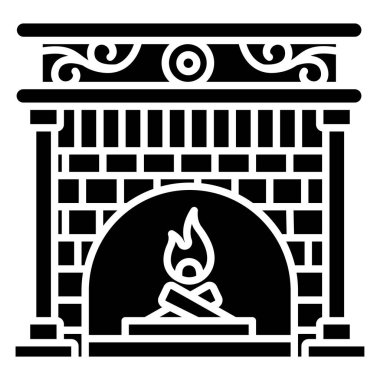 şömine web simgesi, vektör çizim