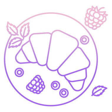 Basit vektör simgesi, böğürtlenli kruvasan çizimi