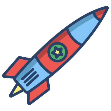 Roket web simgesi, vektör çizim 