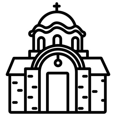 Beyaz arkaplanda katedral basit vektör simgesi