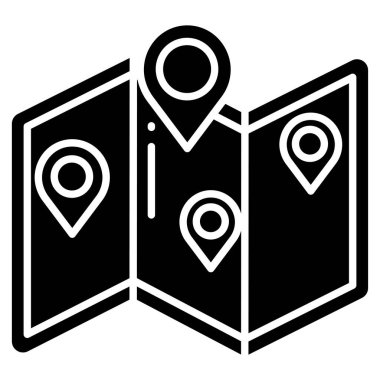 Moda düz stil haritalama simgesi. Web sitenizin tasarımı, logosu, uygulaması için harita, konum ve yol sembolü