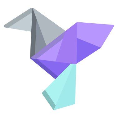 origami kağıt kuş, vektör illüstrasyonu