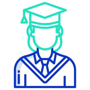 Basit vektör simgesi, mezun bir kadının çizimi 