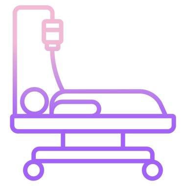 Hastane yatağı ikon vektörü. Anahat tıbbi sedye işareti. izole edilmiş sınır sembolü çizimi