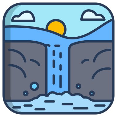 Şelale ikonu vektör illüstrasyonu 