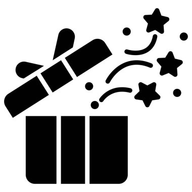 Basit vektör simgesi, hediye kutusu açma illüstrasyonu