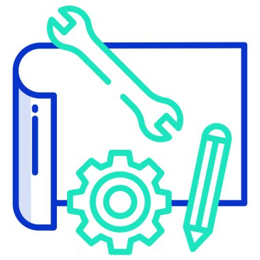 İngiliz anahtarı ve çizgi simgesi. Basit tasarım