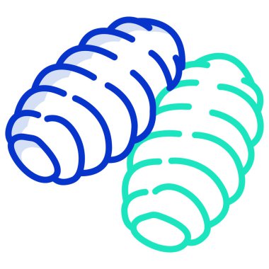 Tek bir yeşil ve mor deniz kabuğunun mavi ve beyaz çizimi