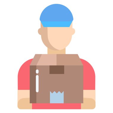 Kutu vektör illüstrasyonlu teslimatçı