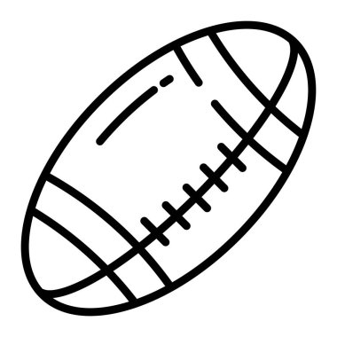 Ragbi topu ikonu. ana hatlı spor vektör çizimi resim grafiği. beyaz arkaplanda izole.