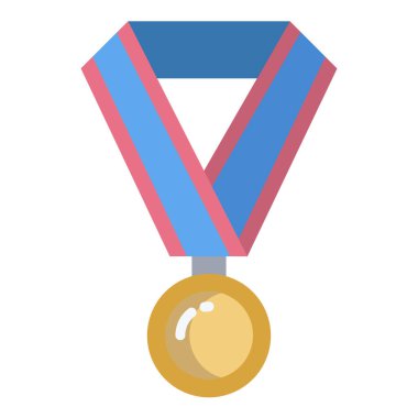 Basit vektör simgesi, kurdeleli madalya illüstrasyonu