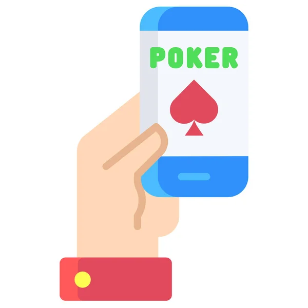 Mobilny Poker Płaska Ikona Wektorowa Dla Aplikacji Mobilnych Internetowych Ilustracja — Wektor stockowy