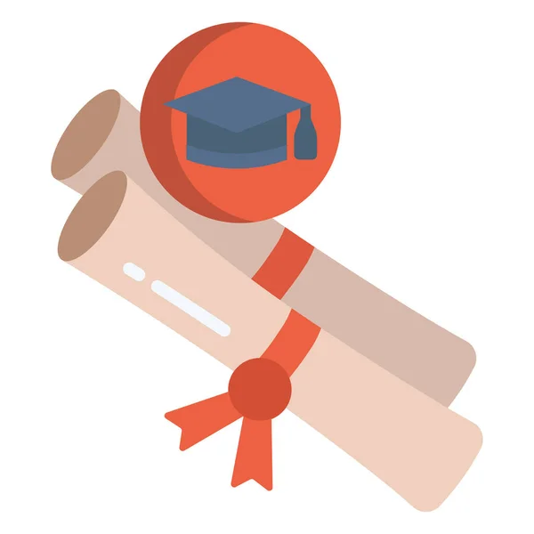 Graduation Cap Icon Flat Illustration Graduate Diploma Vector Icons Web — Stock Vector