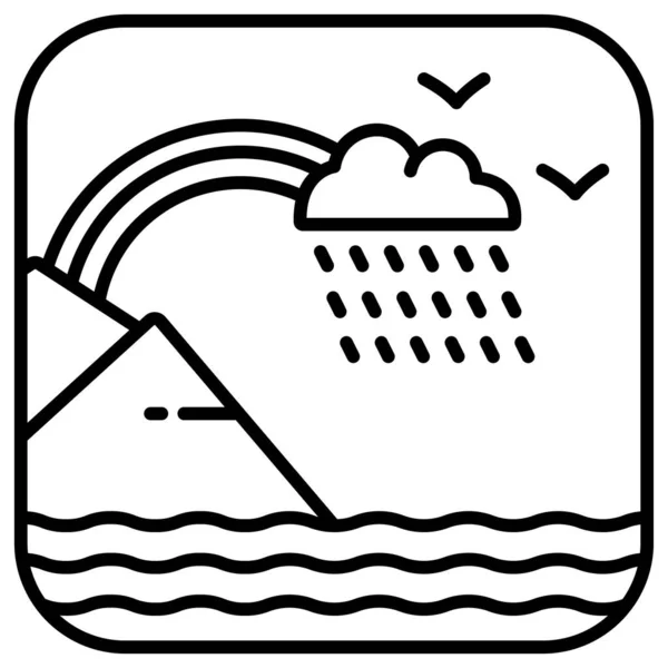 Temps Icône Web Illustration Simple Avec Paysage Pluvieux — Image vectorielle