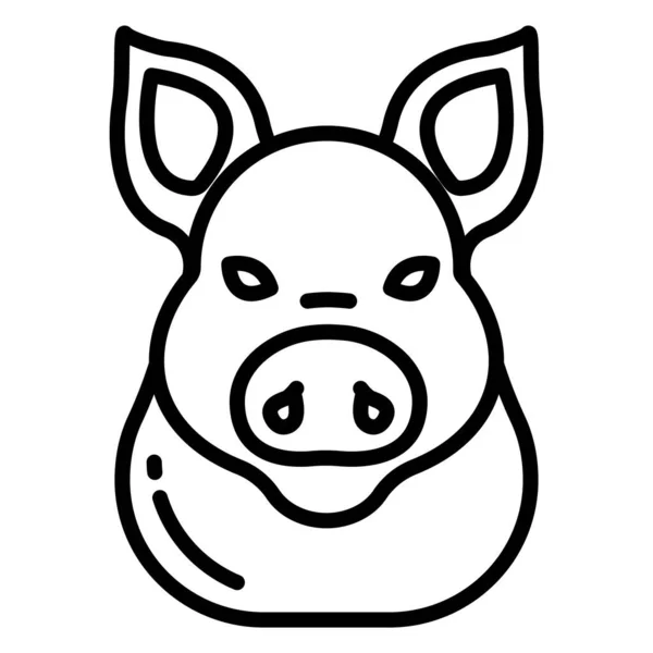 Vector Icon Pig Animal White Background — Stock Vector