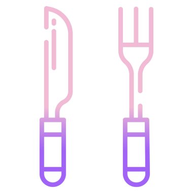 Basit vektör simgesi, gümüş takımların çizimi