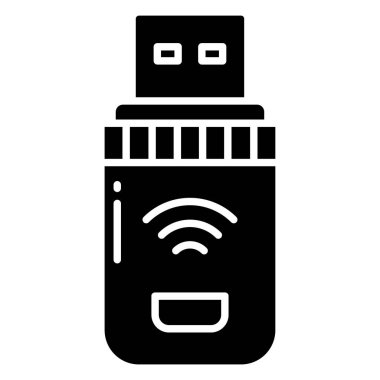 USB flash disk simgesi. Web için kablosuz telsiz vektör simgelerinin basit illüstrasyonu